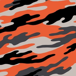 Orange Charcoal Camouflage Pattern Printed on Double-Sided Brushed DTY Fabric for Wholesale - Style P-197-668