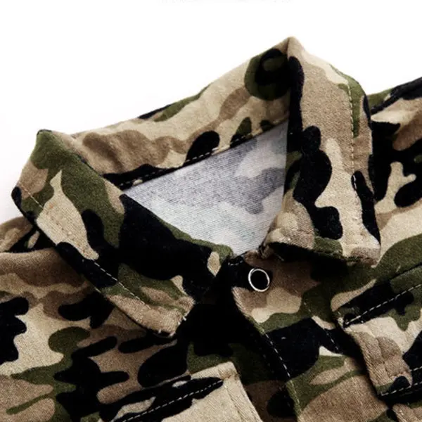 Wholesale Military Camo Outfits Baby Boy Girls Romper Button Long Sleeve Jumpsuit For Girls