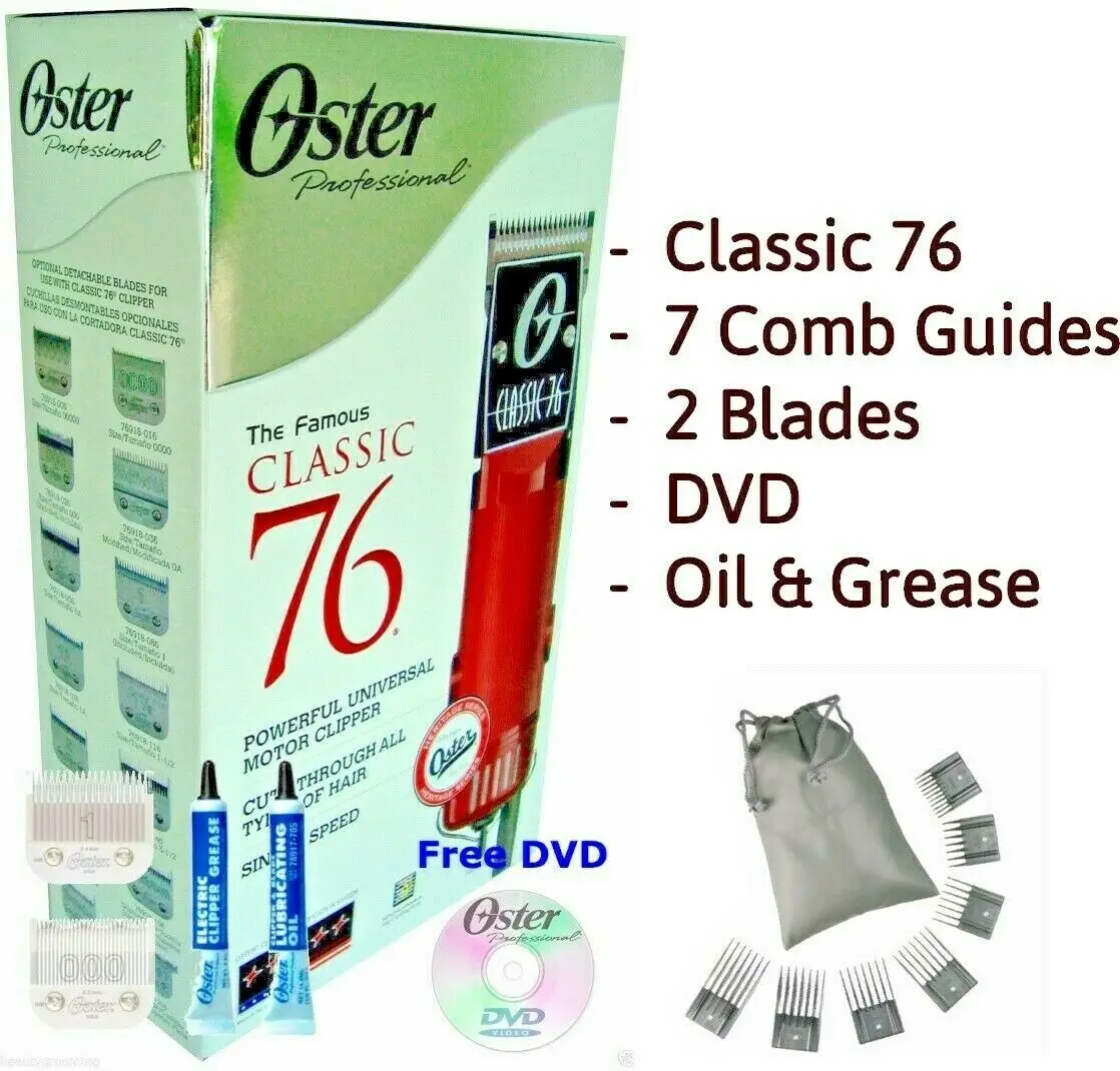 
100% New Price OSTER CLASSIC 76 Professional Hair Clipper PLUS Universal 7 Comb Set 