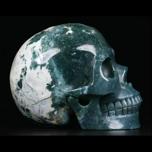 Mr Skull Wholesale Crystals 5 inches Green Moss Agate Skulls Large  Home Crystal Decor   Natural Gemstone Crystal