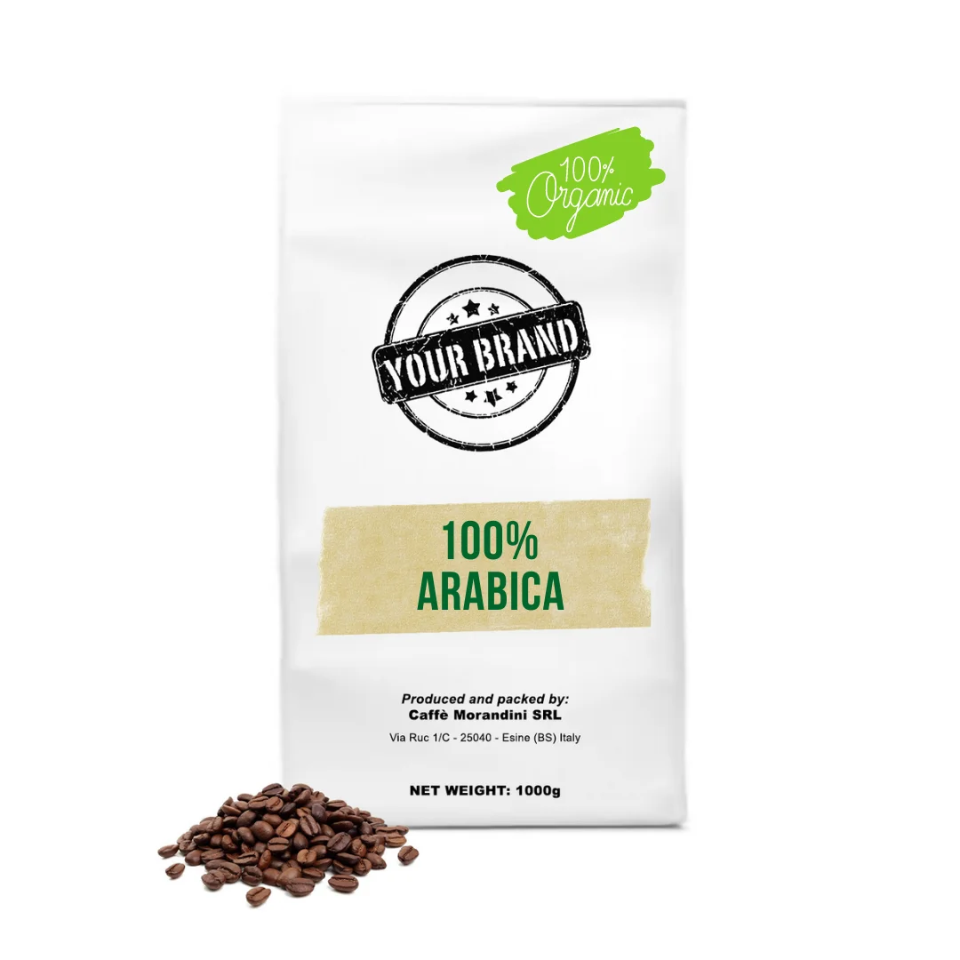 PRIVATE LABEL Best quality organic 100% Arabica made in Italy roasted coffee beans 1000g for retail
