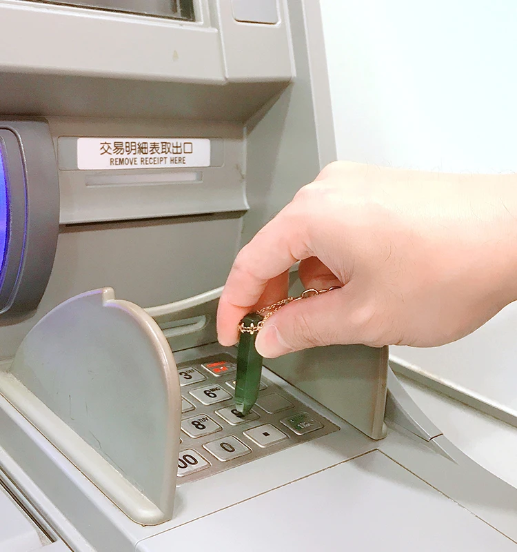 Wholesale Natural Gemstone Healing Stones Genuine Jade Nephrite no touch tool brass key chain Wand Point