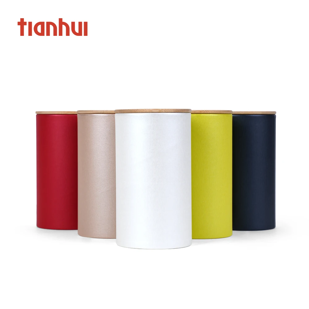 Plain Kraft Tube Smell Proof Container Tea Bamboo Set For Blooming Tea Circle Chocolate Paper Tube