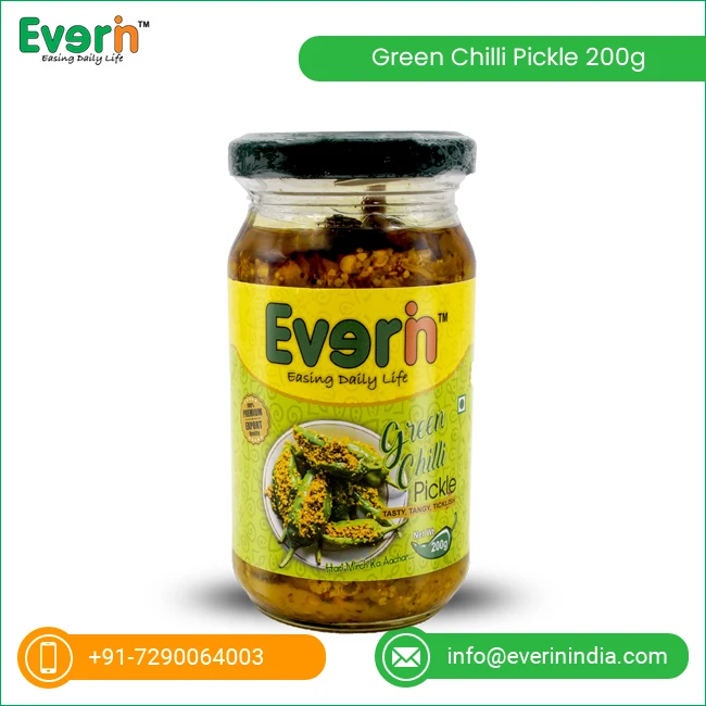 
Bulk Supply Green Chilli Pickle Glass Jar From India ( ISO, APEDA, HACCP, FIEO, GMP Certified) 