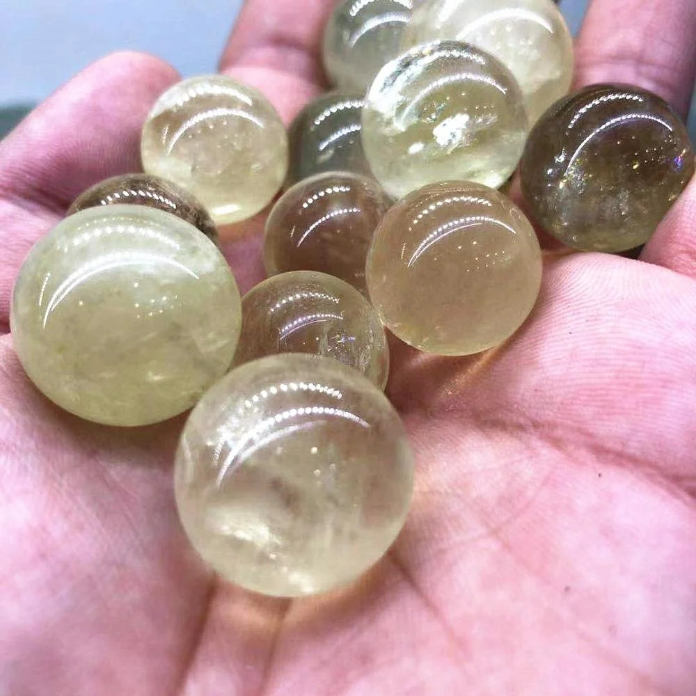 Natural High Quality gemstone quartz small crystal bead citrine ball