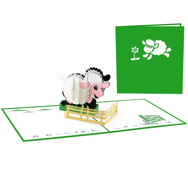 3D Pop up cards Sheep Vietnam Handmade Lasercut Cheap Price Design ArT Wholesale