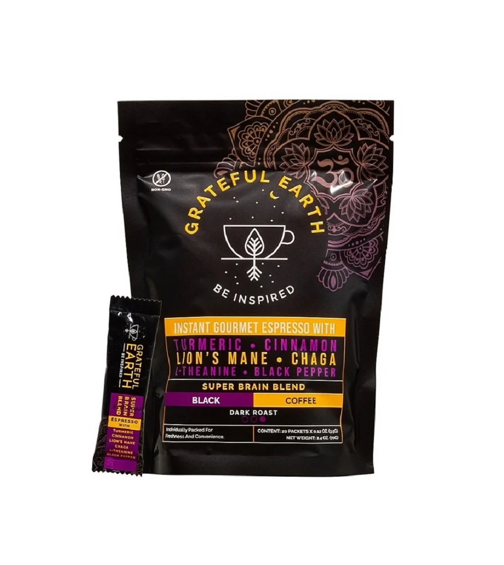 Grateful Earth Espresso Super Brain Blend Instant Coffee