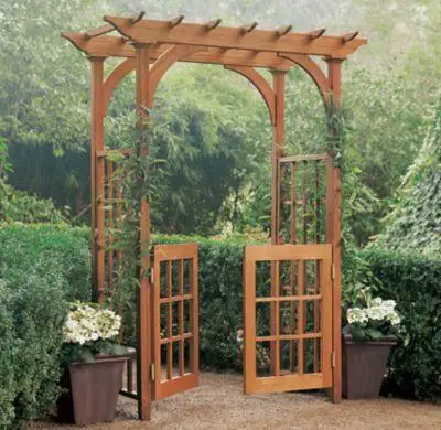 GreenGrow Festnight Cedar Wood Archway Arbor for Climbing Plants Garden Planting Garden Arch with Gate