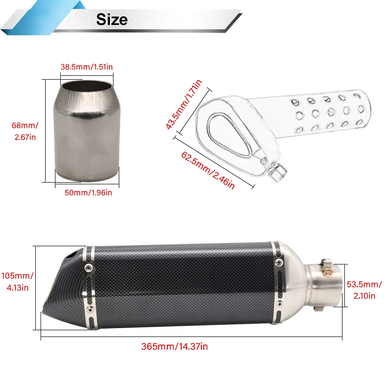 Motorcycle Slip On Exhaust Muffler Carbon Fiber Universal Exhaust Slip On Silencers & Mufflers For Motorcycle
