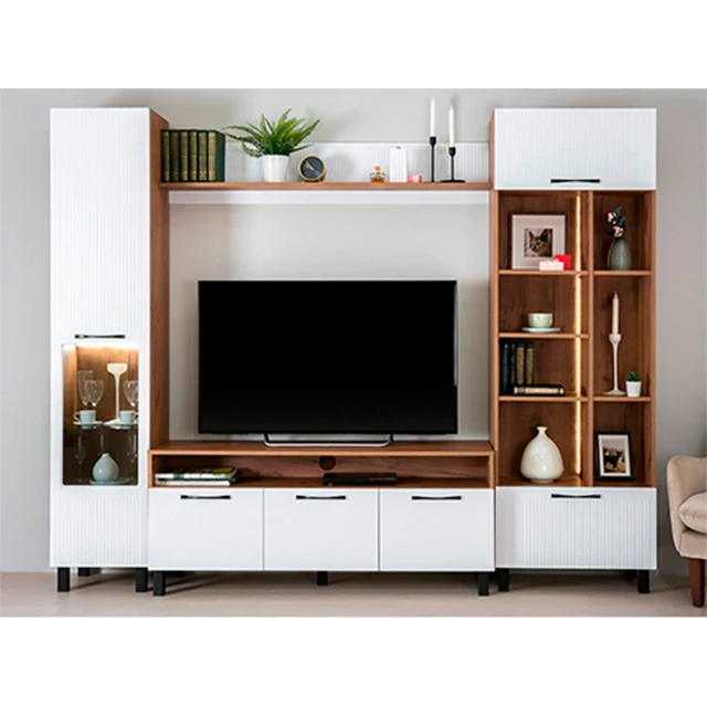 
Wholesale wooden furniture Living Room TV Stand with lightning Home TV Entertainment Center Table 
