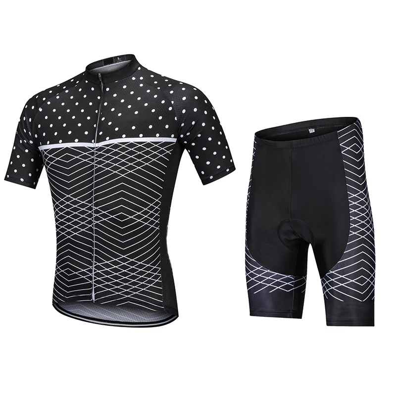 Factory Direct Wholesale Custom Mountain Bike Jersey Black Contour Bib Short Sleeve Cycle Jersey Sets Sublimation Uniform