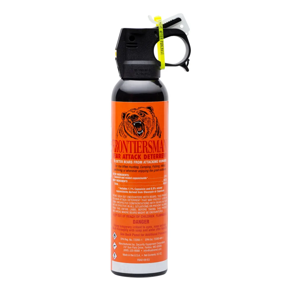 
FRONTIERSMAN Bear Spray 9.2 oz (272mL), 18 Foot (5 m) Range, Contains Eight 1-Second Heavy Fog Bursts, Safer For You 