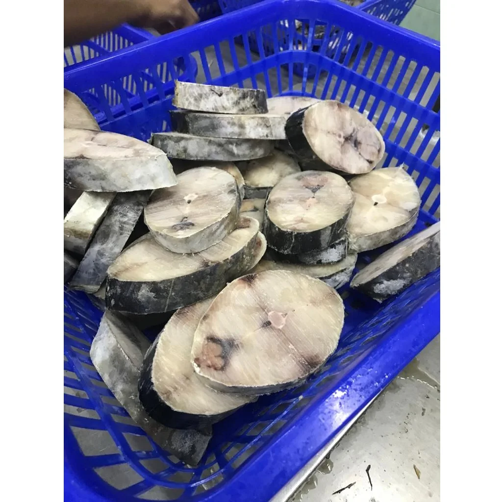 Premium Quality (100-120 gm/pc) 2 kg Plain Bag With Label Frozen Spanish Mackerel Steak Cut 10 kg/ctn
