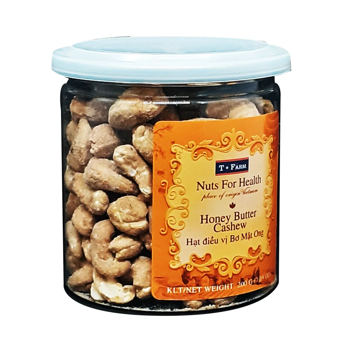 Ready To Eat Flavor Cashew Premium Quality Baked Dried T-FARM JAR 200GR HONEY BUTTER CASHEW From Vietnam