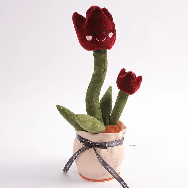 YIWU AULLAN Plush  Dancing Cactus Toy Talking Singing  Electric Growing Rose Stuffed  Dancing Flower