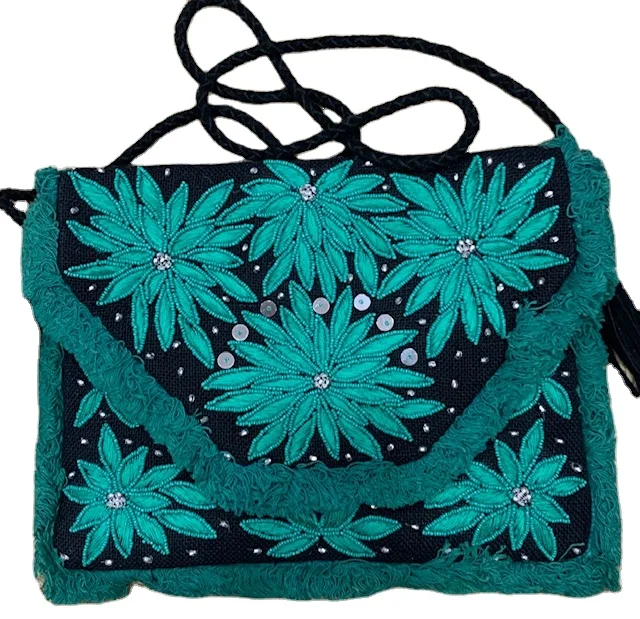 HAND EMBROIDERED VINTAGE BOHEMIAN HANDMADE CLUTCH BAG BEADED BAG INDIAN EVENING BAGS AND CLUTCHES BEADED PURSE WEDDING PARTY