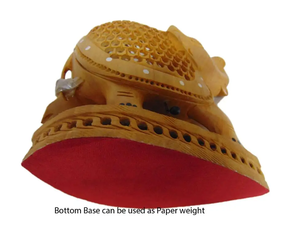 Wooden Carved Hand Vintage Figurine Trunk  Wood Statue Elephant