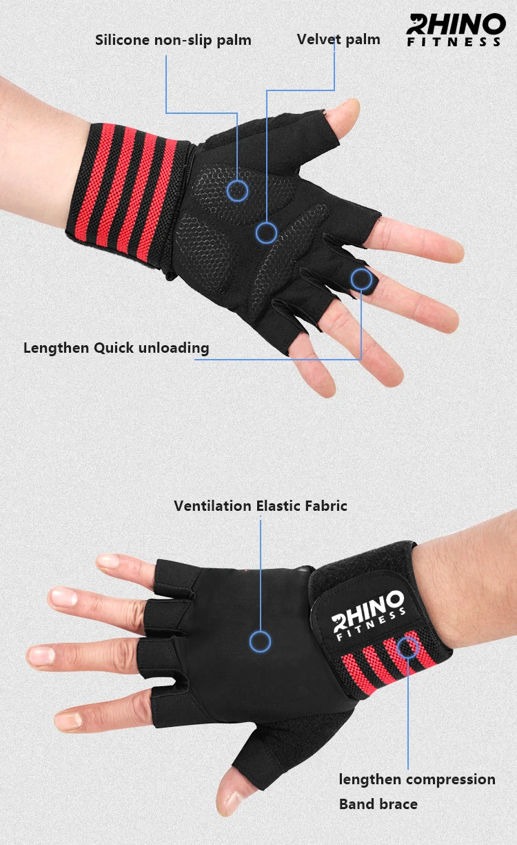 Перчатки для тяжелой атлетики мужчин и женщин повязки на запястье с улучшенным захватом фитнеса тренировок перчатки спортзала