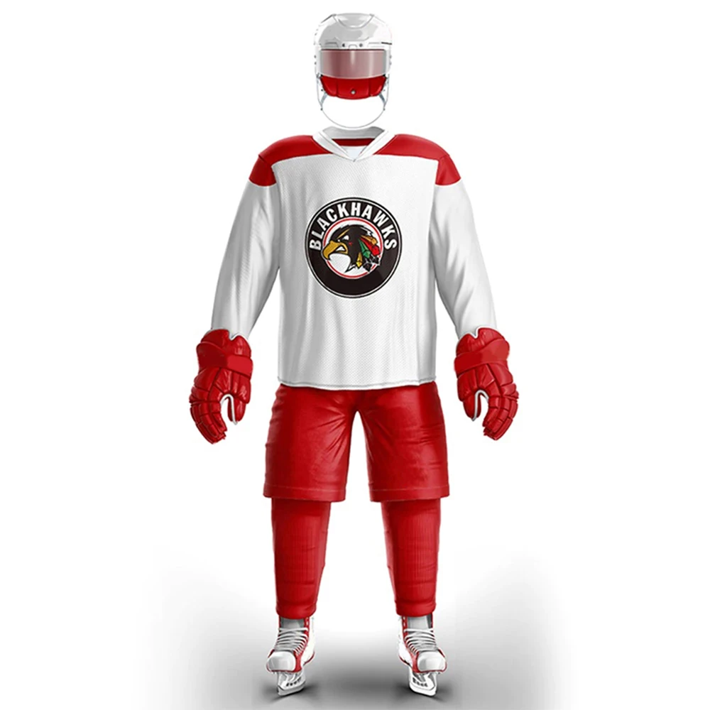 
Sublimation Embroidery Applique Custom Team Ice Hockey Jerseys With Name And Numbers 