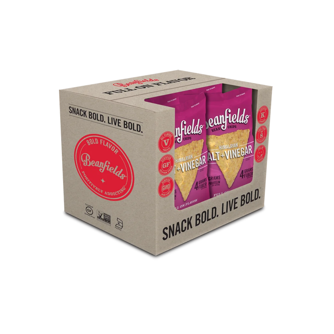 
Bean Chips Beanfields Himalayan Salt+Vinegar Vegan Bean Chips 5.5oz Case Made In USA 