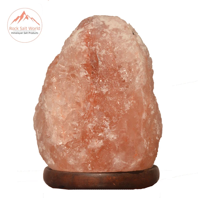 Гималайская солевая лампа в форме натурального розового кристалла, 5 кг, с красивой лампочкой для ночного ужина и оригинальной деревянной основой