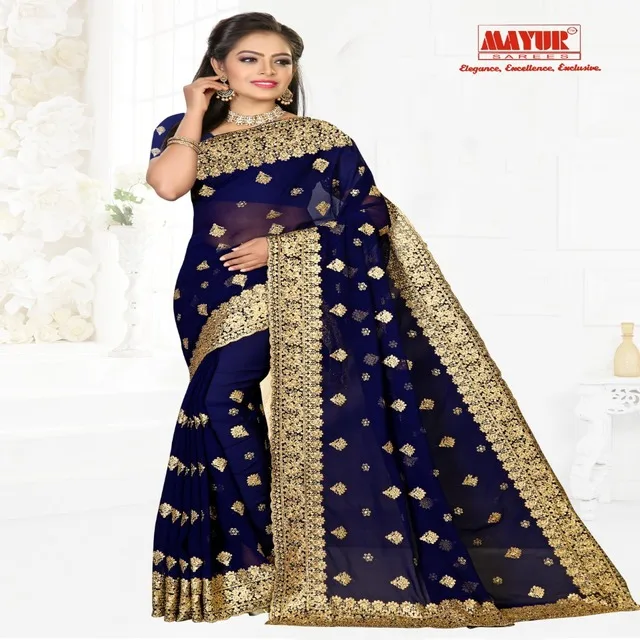 
Сари Mayur новые тяжелые сари из Жоржетта с камнями 