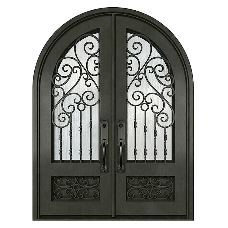 villa house front entry wrought iron grill door designs with operable window