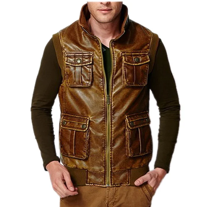 Жилет ручной работы из натуральной овечьей кожи для велосипедистов