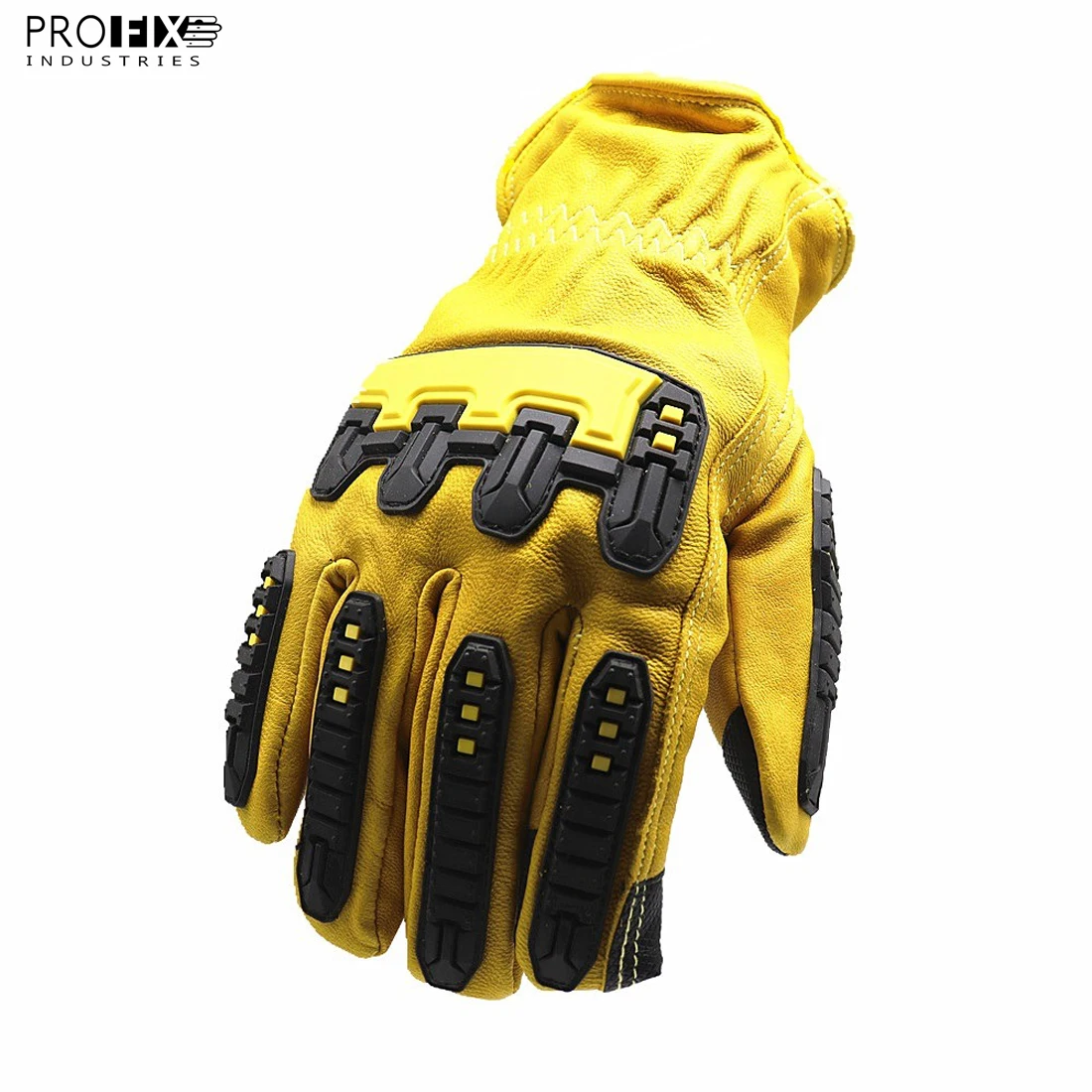 Yellow Leather Work High Impact Resistant Gloves Safety TPR Gloves Low Price Unique Style