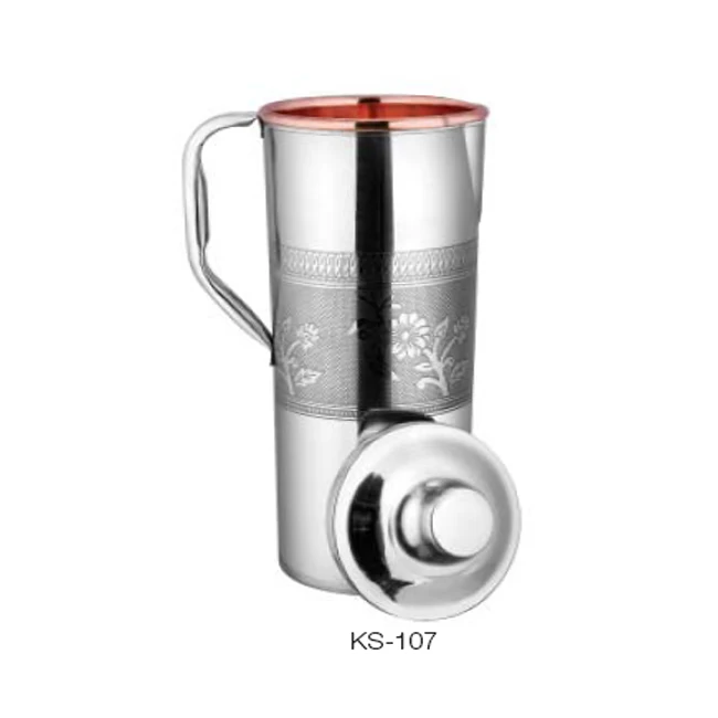 STAINLESS STEEL WATER JUG / JUG WITH LID / INDIAN JUG PITCHER WITH DECORATIVE ACCENTS FOR SALE IN WHOLESALE