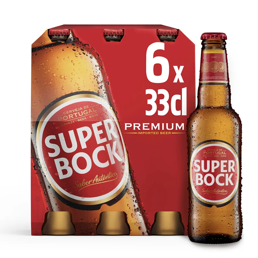 SUPER BOCK Оригинальное Высококачественное Пиво из Португалии 0 33л-4 упаковки x 6