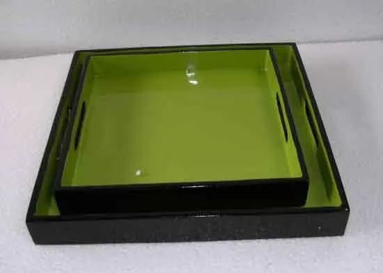Set of 2 Vietnam square lacquer trays for home-decor, tableware, houseware, kitchenware.