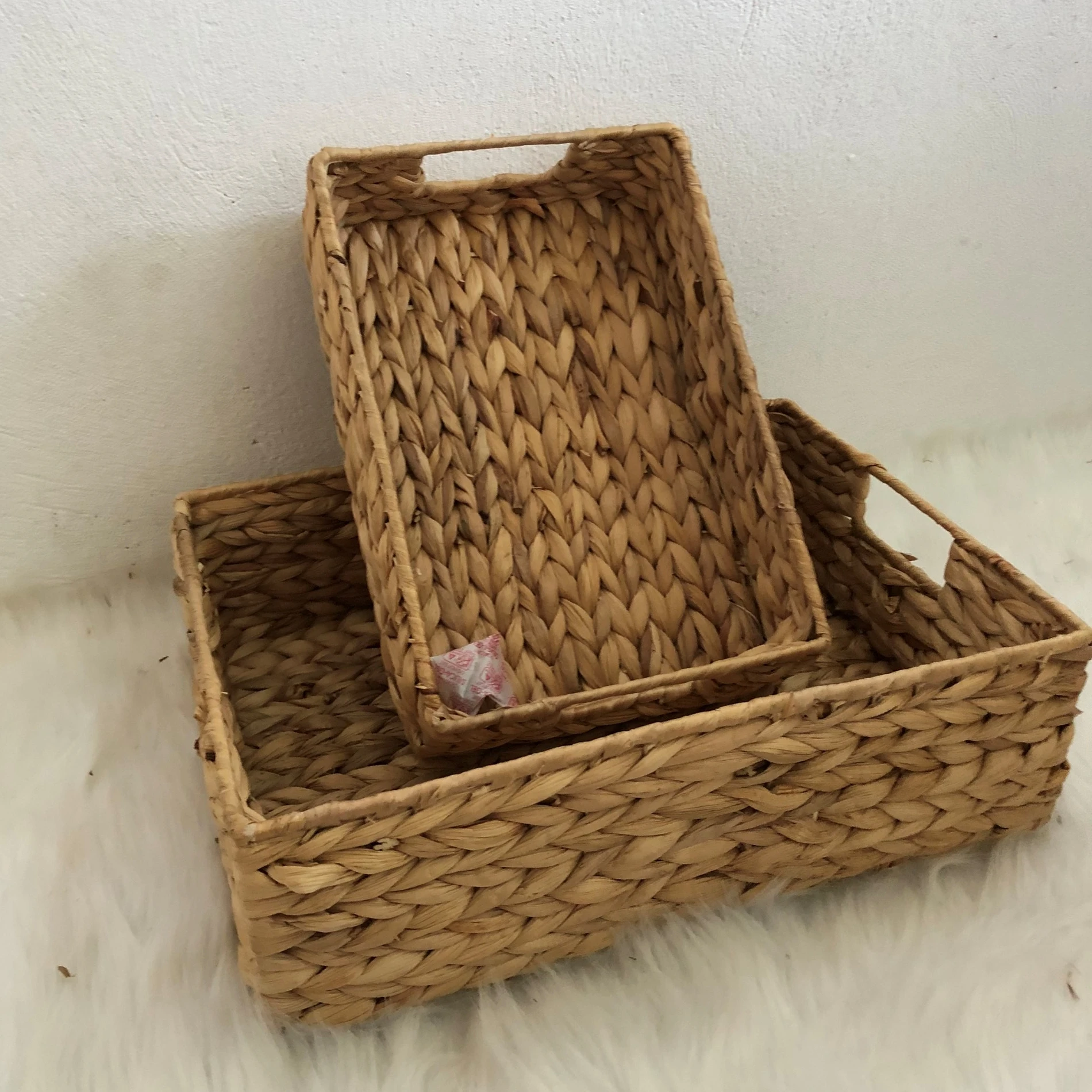 2021 Hyacinth Basket Set 2 Pcs Hand woven Storage Basket Eco friendly Hyacinth Storarage Basket for Home Decor OEM ODM