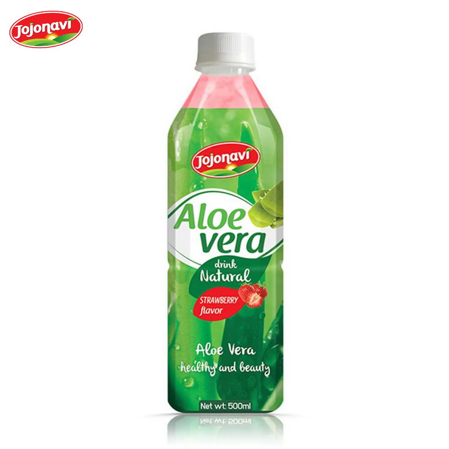 0.5L JOJONAVI Bottle Aloe Vera Drink Juice with Strawberry Flavor, Wholesale, Beverage Customize Formulation, Hot Sale Supply