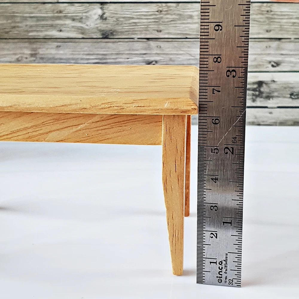 Handmade Mini Dollhouse Display Dining Table Set PVC Wood Furniture Model DIY Toy with Showcase Features