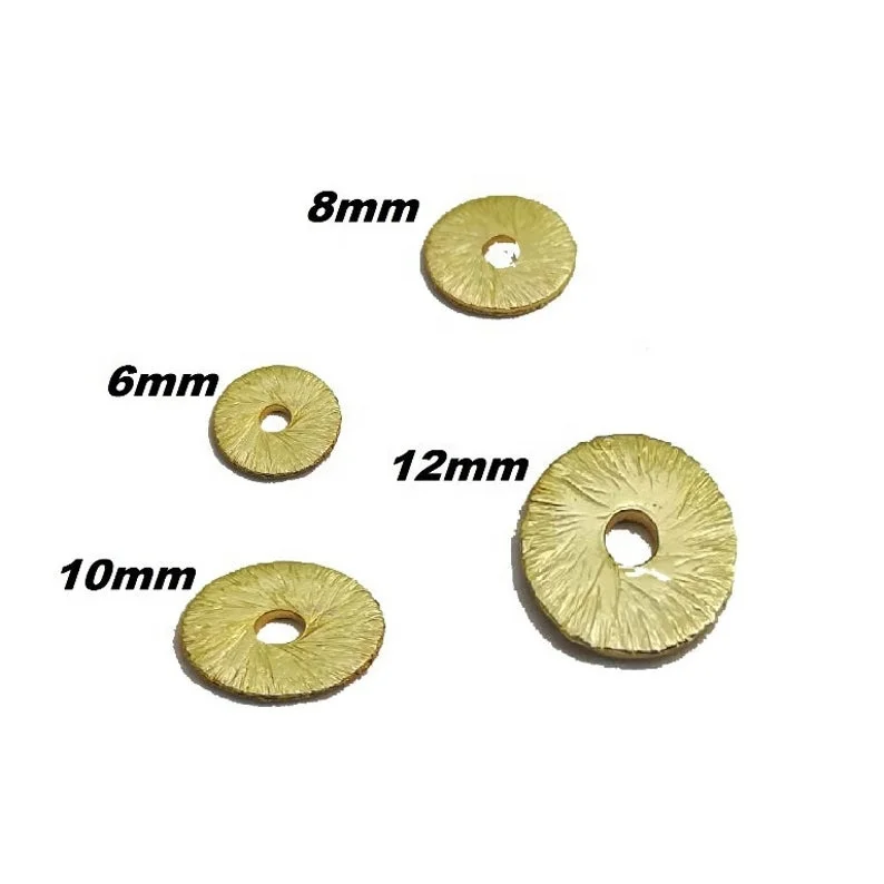 Brushed Gold Plated Flat Round Bead Spacers