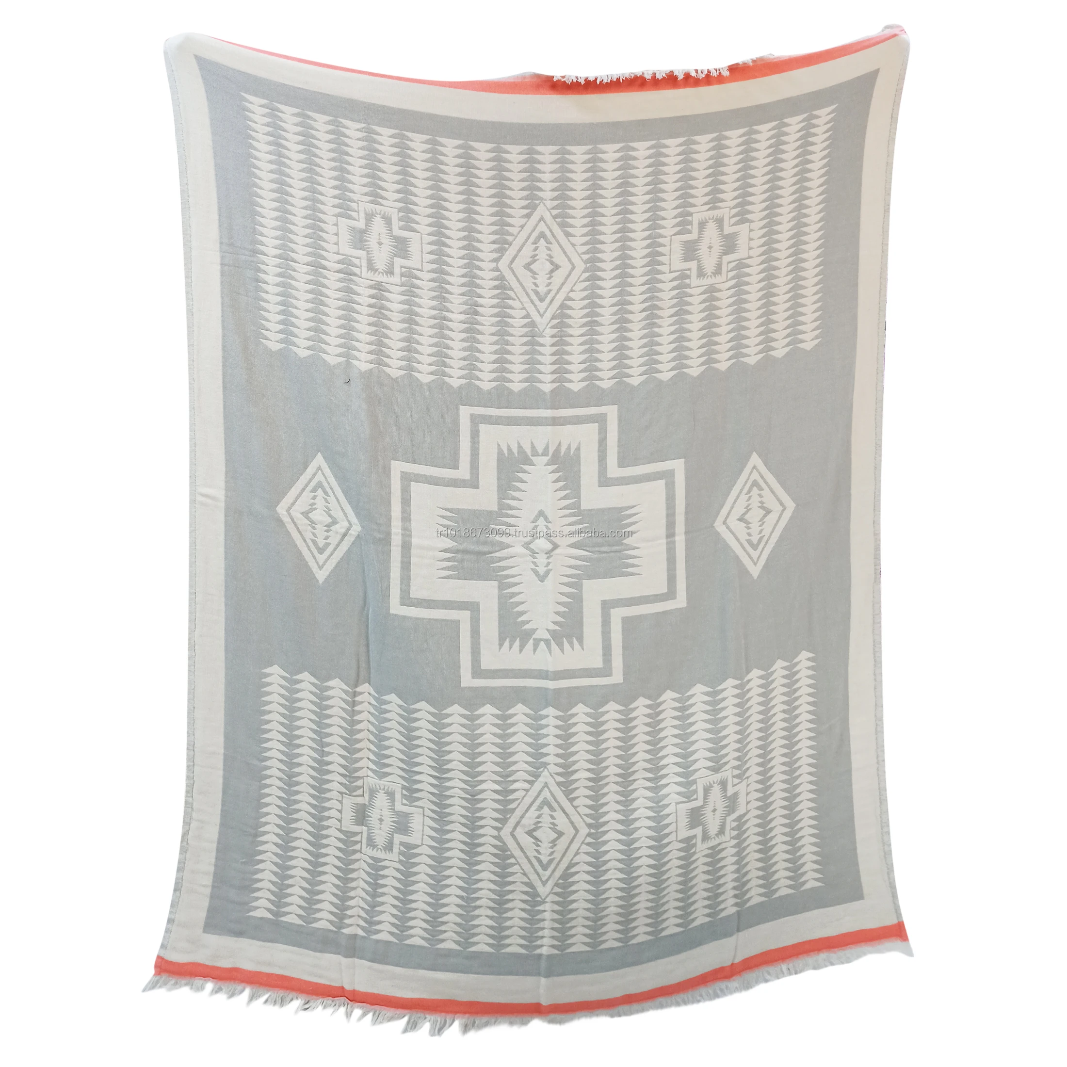Tribal Design Blanket extra Large Made in Turkey 100% Cotton High Quality Jacquard Collection ThrowBlanket