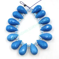 Turquoise gemstone synthetic gemstone faceted turquoise jewelry teardrop shape stone top drilled stone loose beads spinal beads
