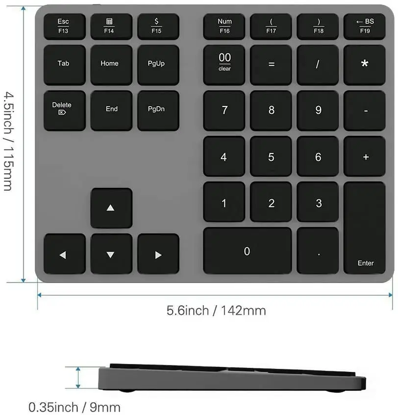 
OEM ODM Custom Smart Bluetooth Aluminum Rechargeable Wireless Numeric Keypad For MacBook Windows Laptop 
