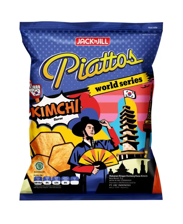 
 Пиаттос картофельные чипсы закуски с Kimchi ароматизатор 80гр  