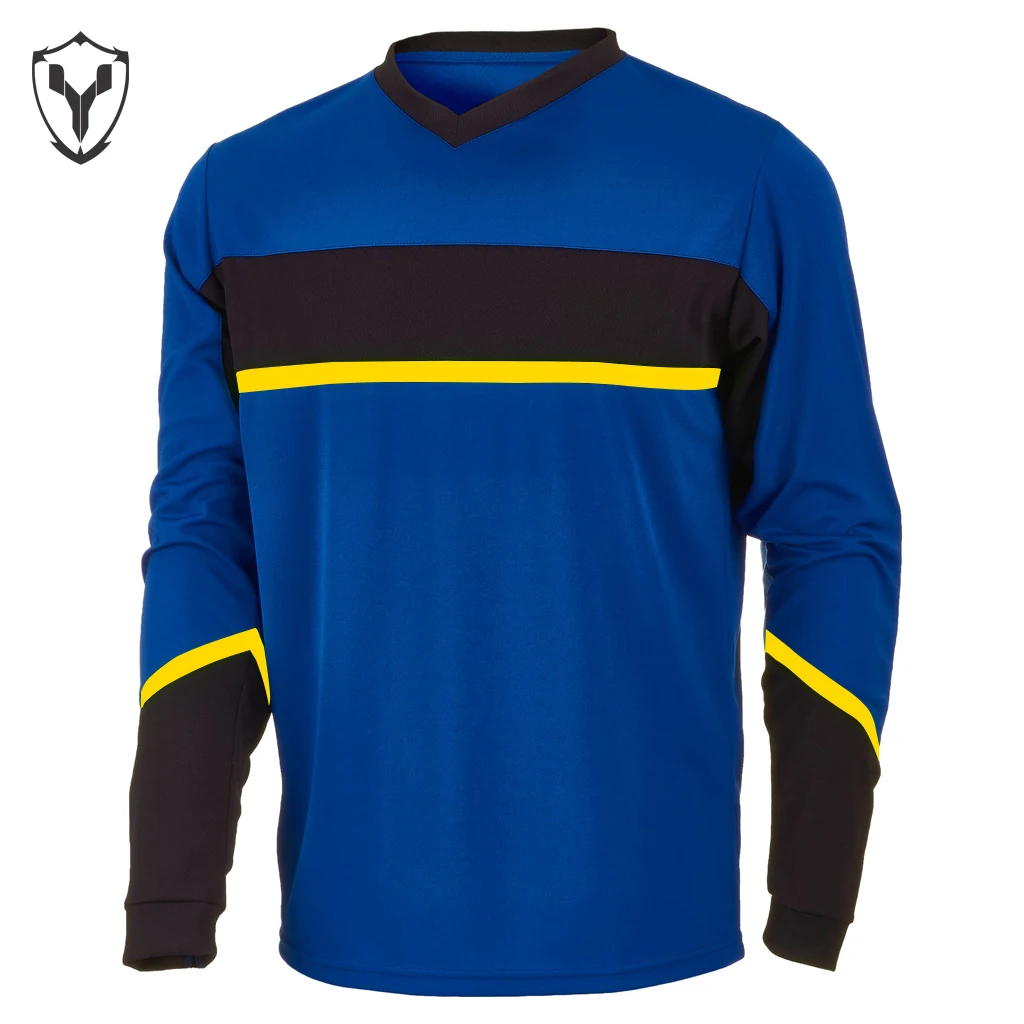 Custom Team Name Number Digital Printed Hot Sale Top Quality Sublimation Round Neck Long Sleeve Soccer Goalkeeper Jersey For Men