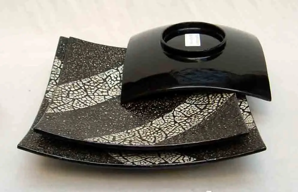 Набор из 3 квадратных лаковых тарелок с отделкой яичницы, изделия ручной работы из Вьетнама, для домашнего декора, посуды, столовой посуды.