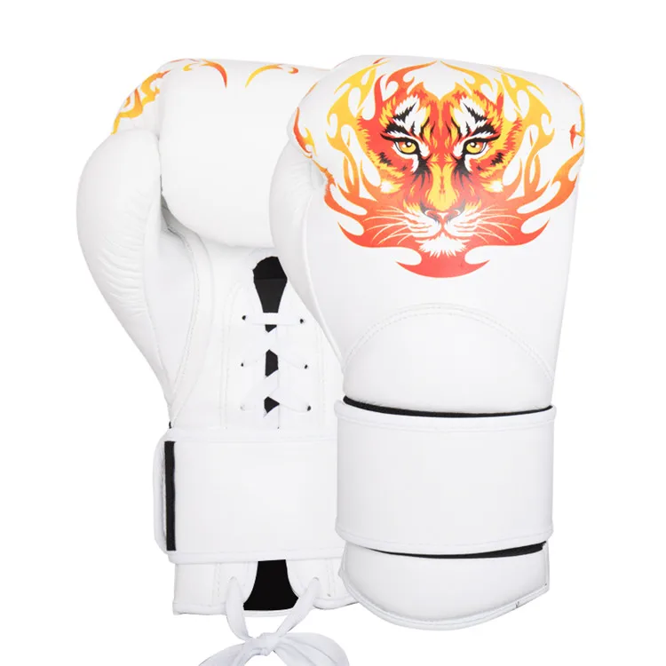 Перчатки боксерские красные с тигровым принтом