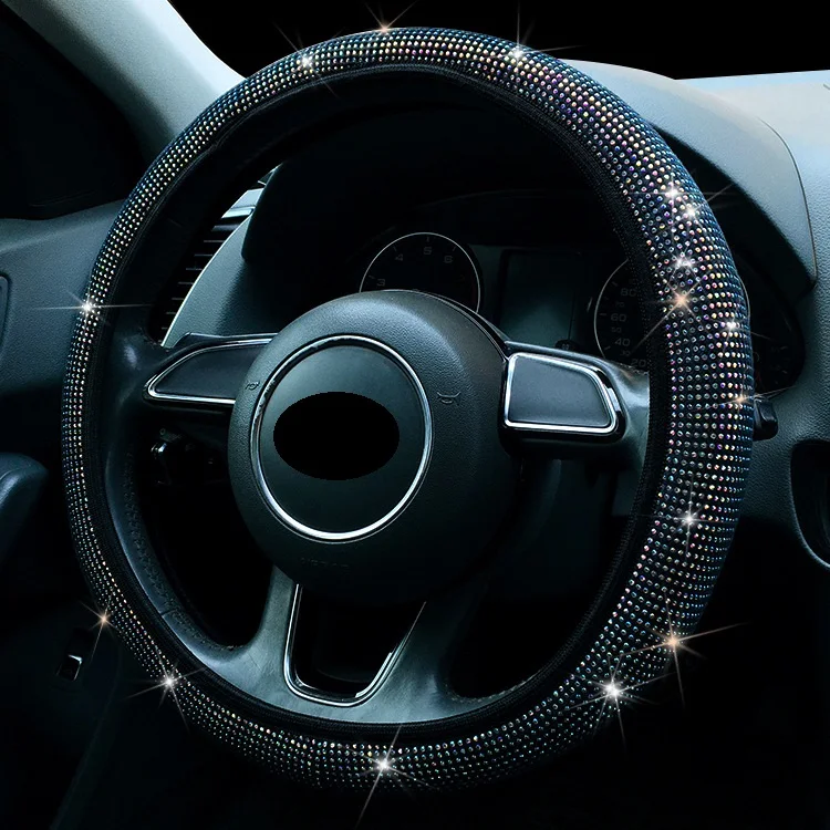 Color Diamond Anti-Slip Steering Wheel Protector Car Interior Accessories 38cm Car Steering Wheel Cover