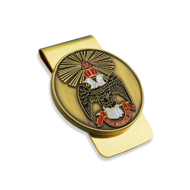 Promotional bank souvenir gift cheap custom silver dollar money clip