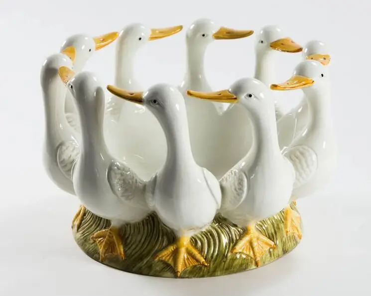 Customized hot sale new arrival luxury home decorative duck shaped ceramic fruit vase