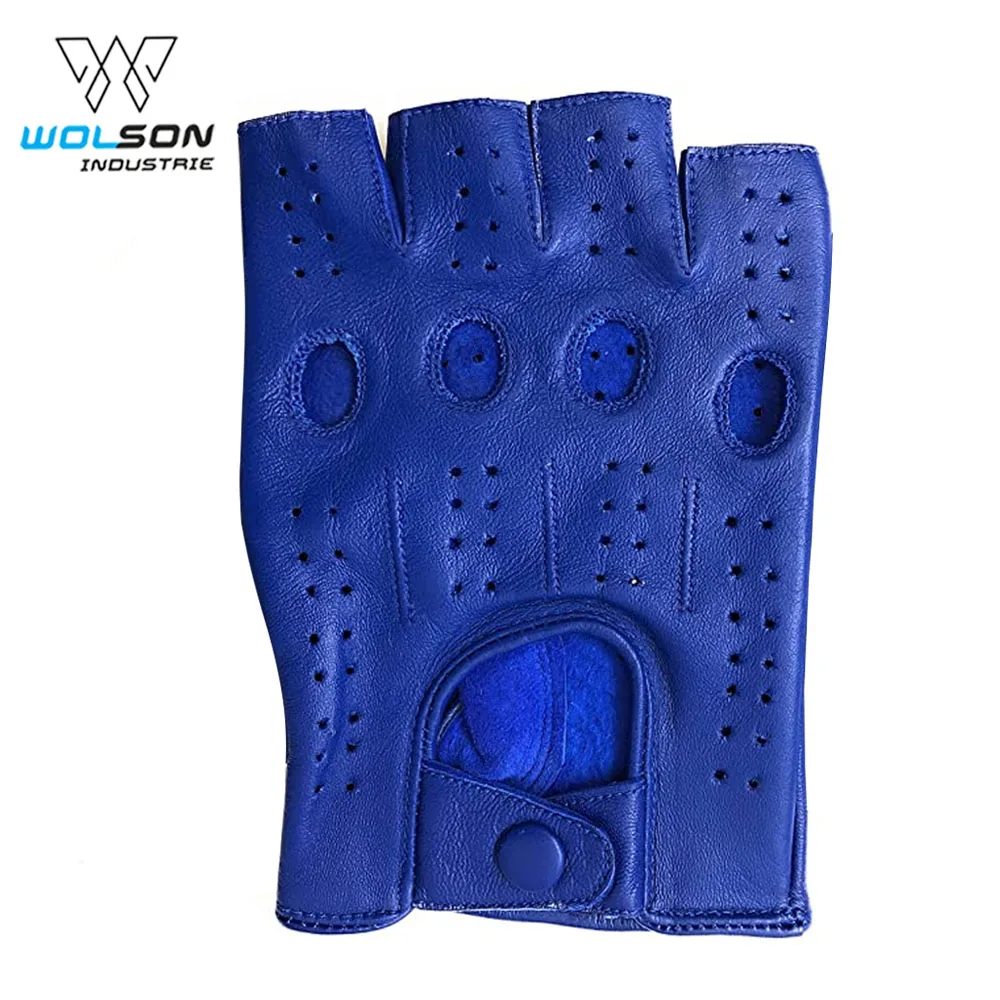 Blue Sheepskin Leather Unlined Driving Gloves for Men & Women XL Size Anti-Slip Gloves for Driving