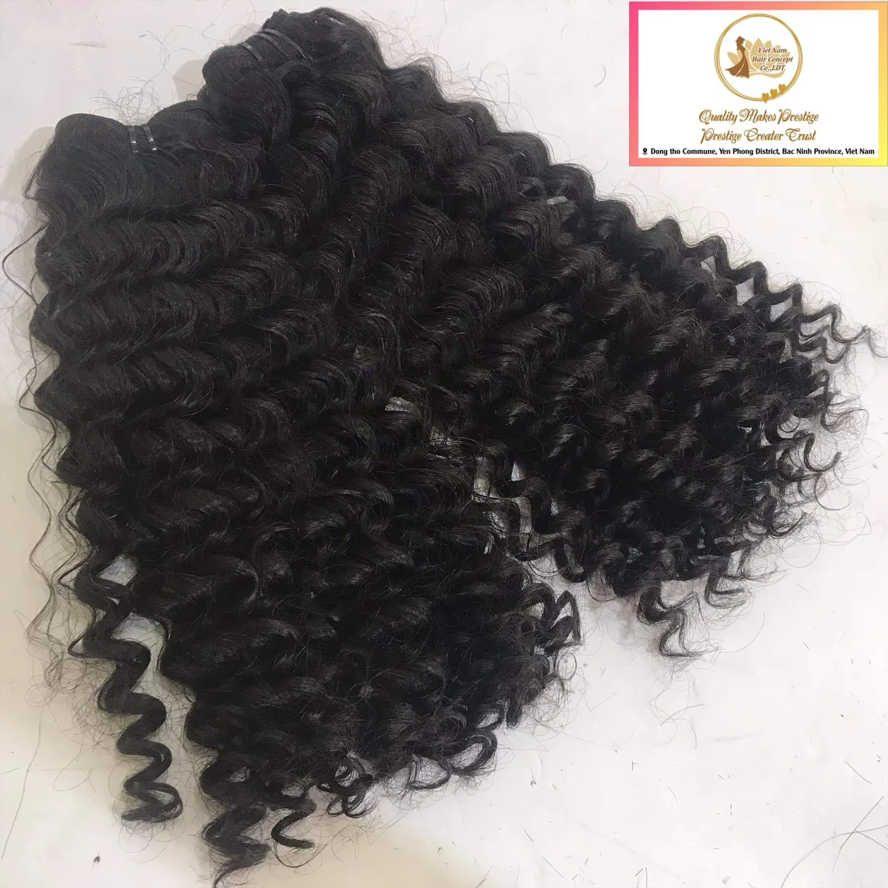 Best Seller High Quality Human hair extension Curly 1B virgin hair bundles, wholesale price Vietnam hair flat tip