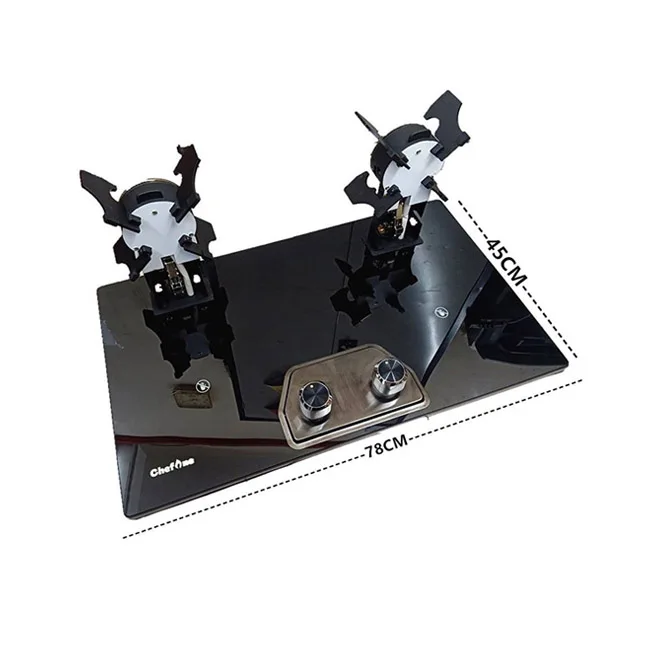 Premium Quality New Style Black ChefOne 2 Hyper Burner Built-in Tempered Glass Gas Stove for Kitchen