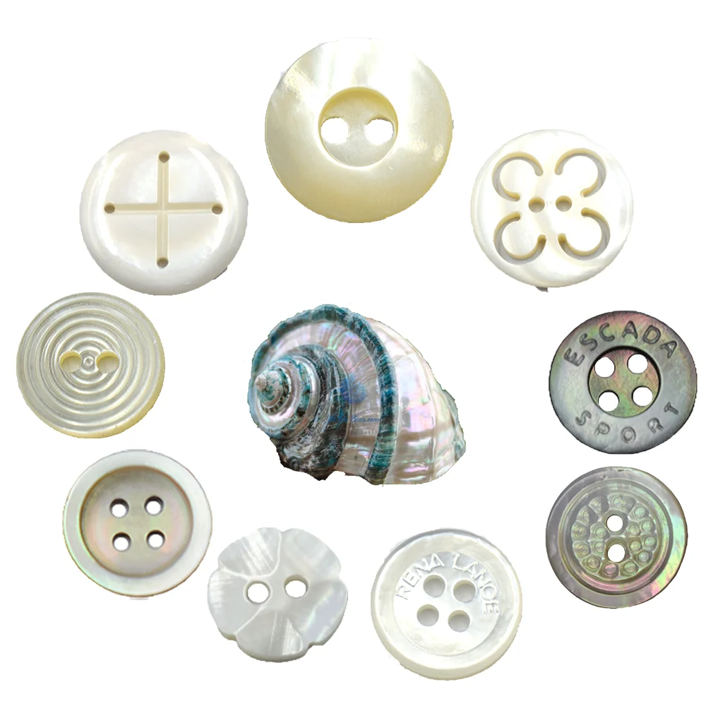 
Kinds of best 4 holes TonVan printing round button Natural shell in Vietnam with best price 